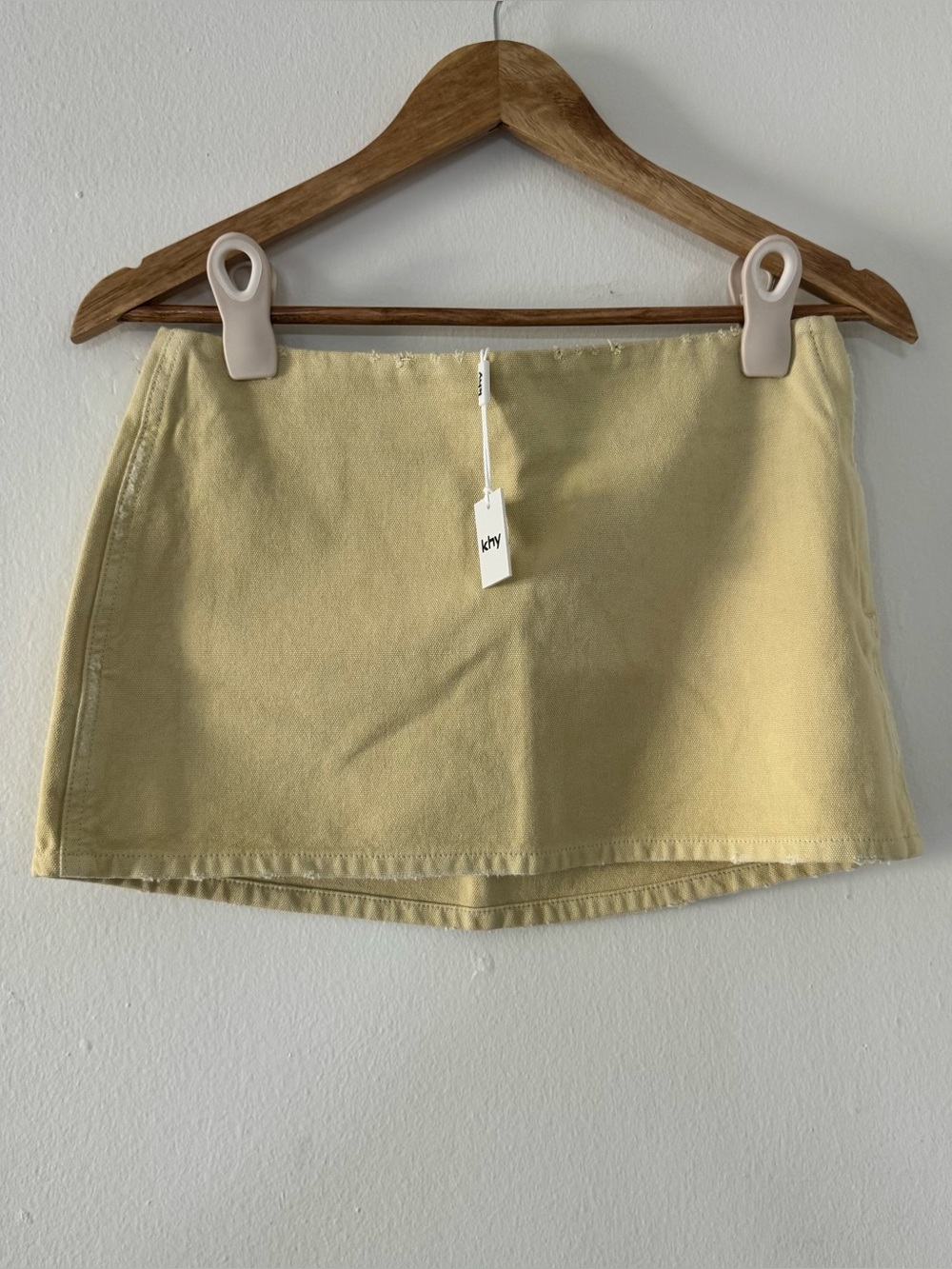 Khy By Kylie Jenner XS Yellow Mini Micro Skirt Leather Pocket Minimalist Luxury